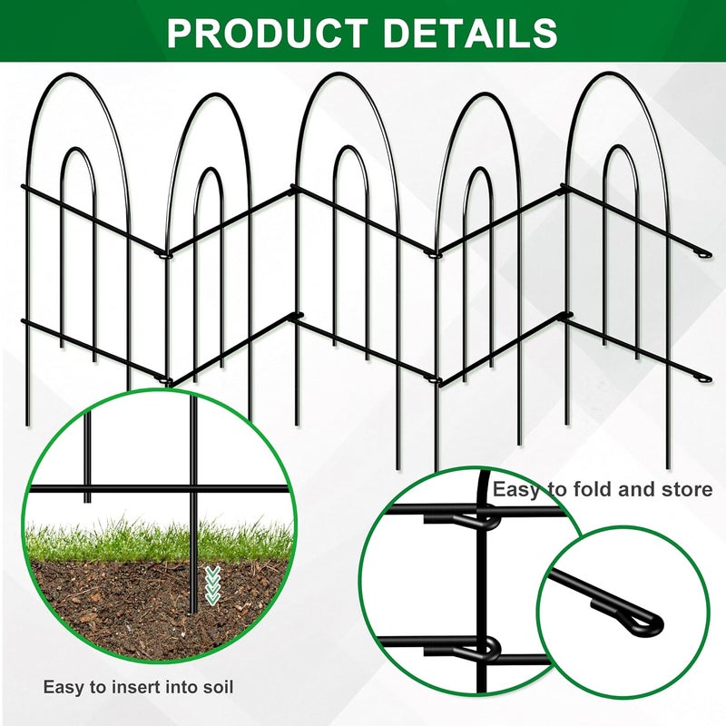 FOREHOGAR Decorative Black Garden Border Fence 18inX50ft Metal Wire Edging Flower Bed Folding Fences Panel Outdoor Garden Fencing Patio Edge Landscape for Yard - Image 5